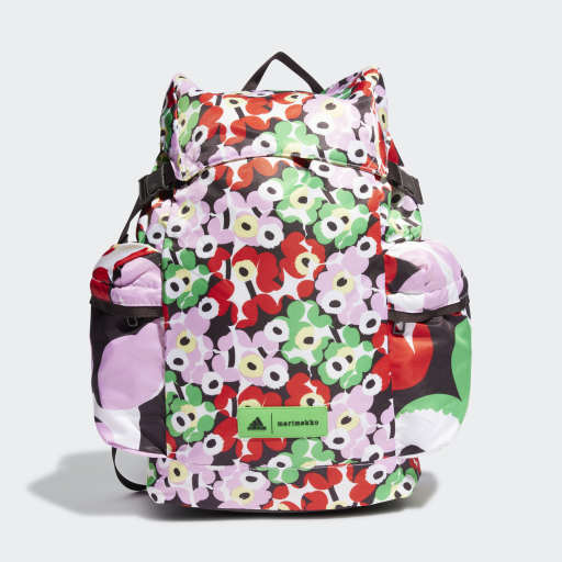 ADIDAS X MARIMEKKO ALLOVER PRINT SPORTS BACKPACK - Trail Brown / Blaze Orange / Semi Solar Slime