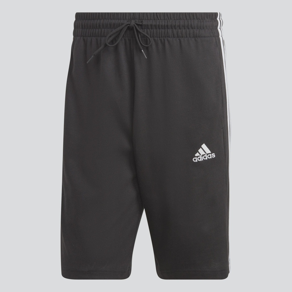 ESSENTIALS SINGLE JERSEY 3-STRIPES SHORTS - Black / White