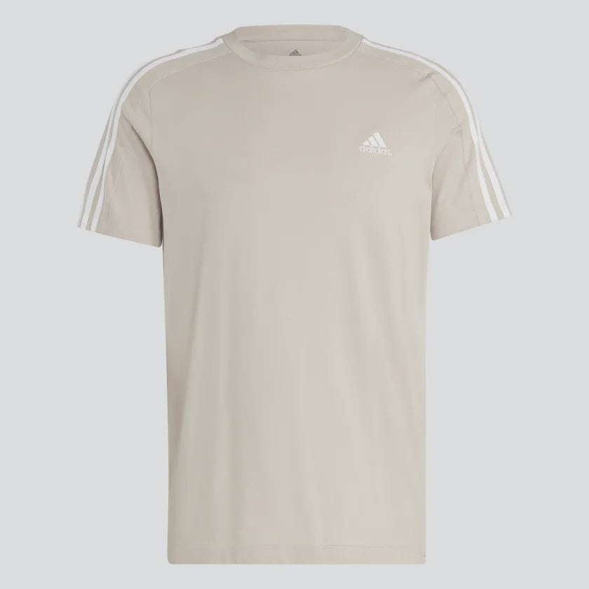 ESSENTIALS SINGLE JERSEY 3-STRIPES T-SHIRT - Wonder Taupe / White