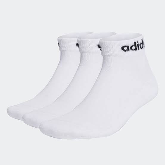 LINEAR ANKLE CUSHIONED SOCKS 3 PAIRS - White / Black