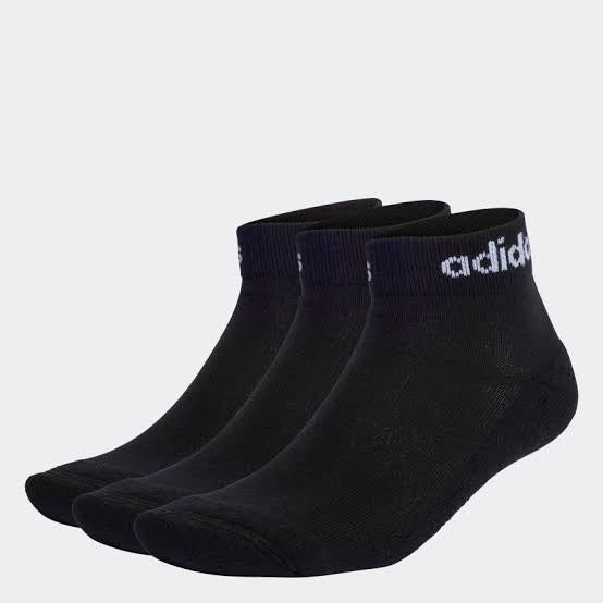LINEAR ANKLE SOCKS CUSHIONED SOCKS 3 PAIRS - Black / White
