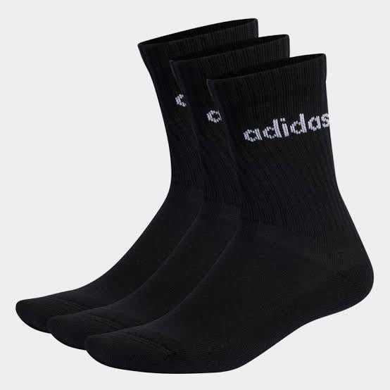 LINEAR CREW CUSHIONED SOCKS 3 PAIRS - Black / White