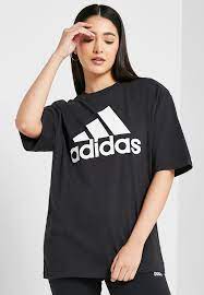 ESSENTIALS BIG LOGO BOYFRIEND T-SHIRT - Black / White