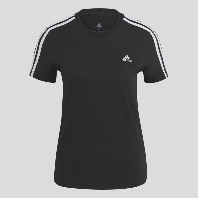 ESSENTIALS SLIM 3-STRIPES T-SHIRT - Black / White
