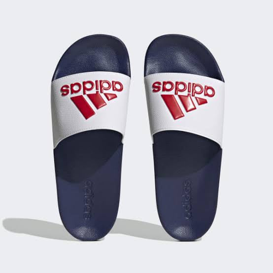 ADILETTE SHOWER SLIDES - Ftwr White / Better Scarlet / Victory Blue