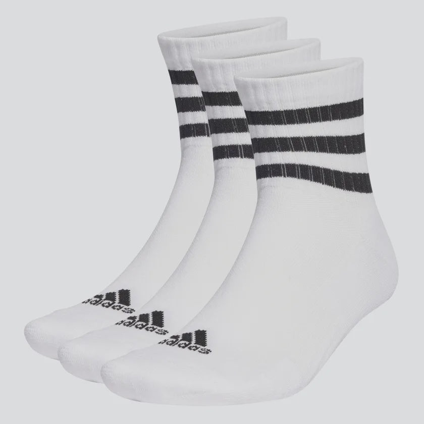 3-STRIPES CUSHIONED SPORTSWEAR MID-CUT SOCKS 3 PAIRS - White / Black