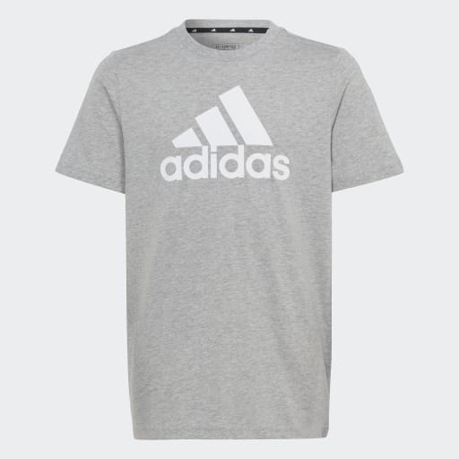 ESSENTIALS BIG LOGO COTTON T-SHIRT - Medium Grey Heather / White