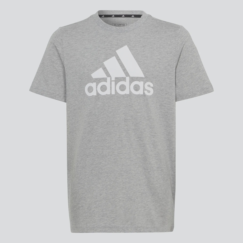 ESSENTIALS BIG LOGO COTTON T-SHIRT - Medium Grey Heather / White