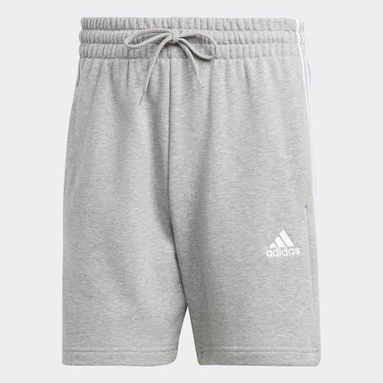 ESSENTIALS FRENCH TERRY 3-STRIPES SHORTS - Medium Grey Heather