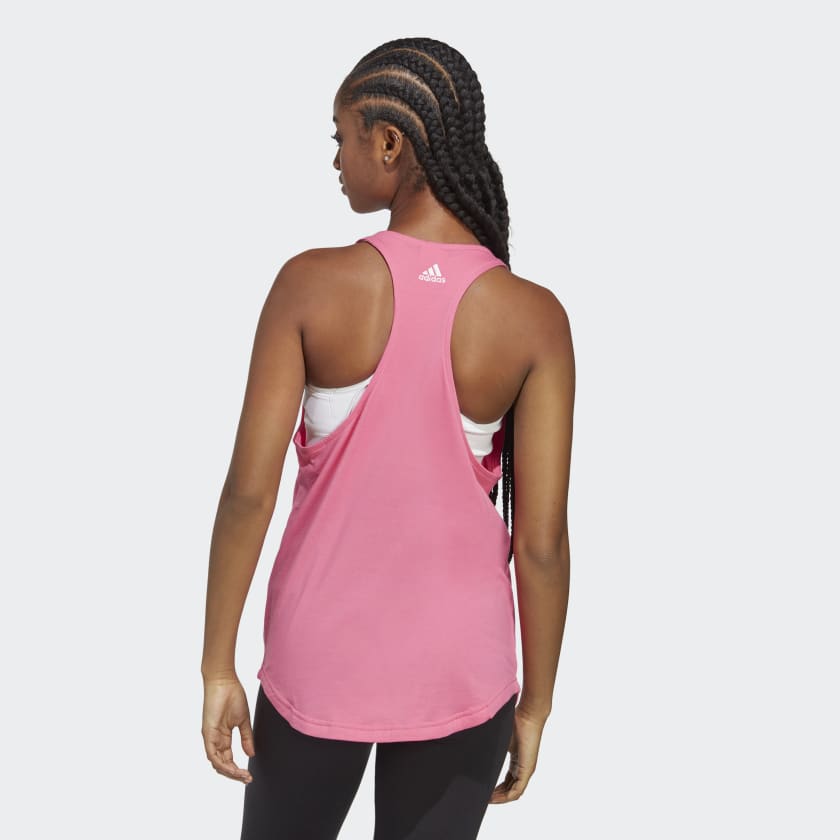 ESSENTIALS LOOSE LOGO TANK TOP - Pulse Magenta / White