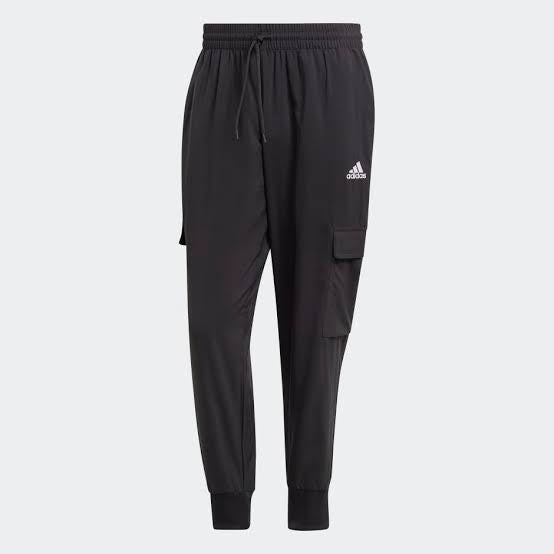 ESSENTIALS SMALL LOGO WOVEN CARGO ANKLE-LENGTH PANTS - Black