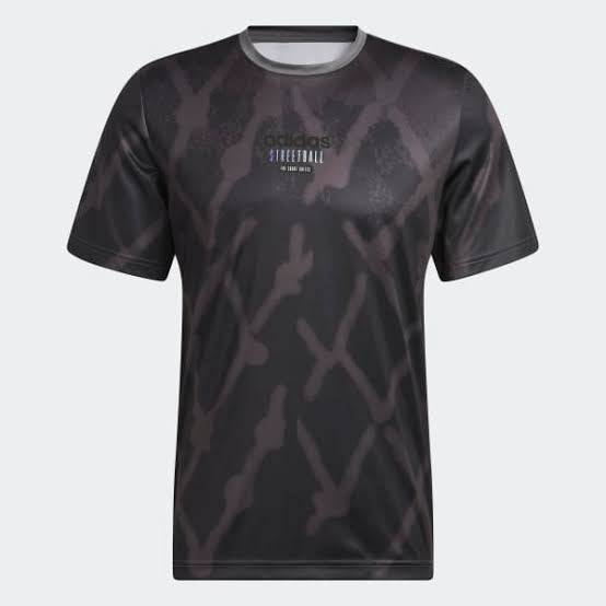 STREETBALL ALLOVER PRINT GRAPHIC T-SHIRT - Grey Four