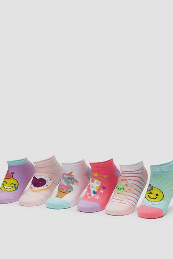 SKECHERS 6PK GIRLS NON TERRY LOW CUT - S118223B - 402