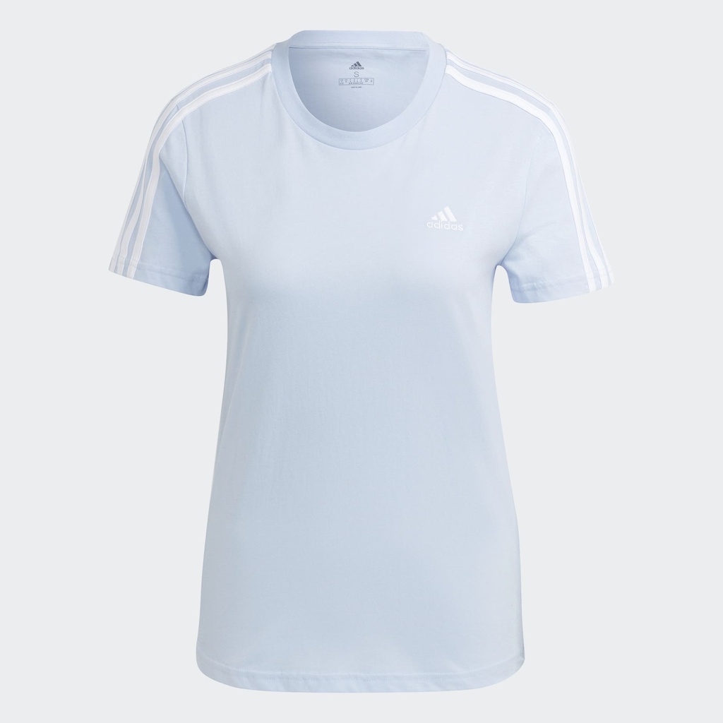 ESSENTIALS SLIM 3-STRIPES T-SHIRT - Blue Dawn / White