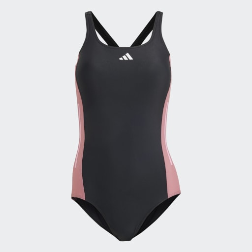 3-STRIPES COLOURBLOCK SWIMSUIT - Black / Pink Strata / Bliss Pink