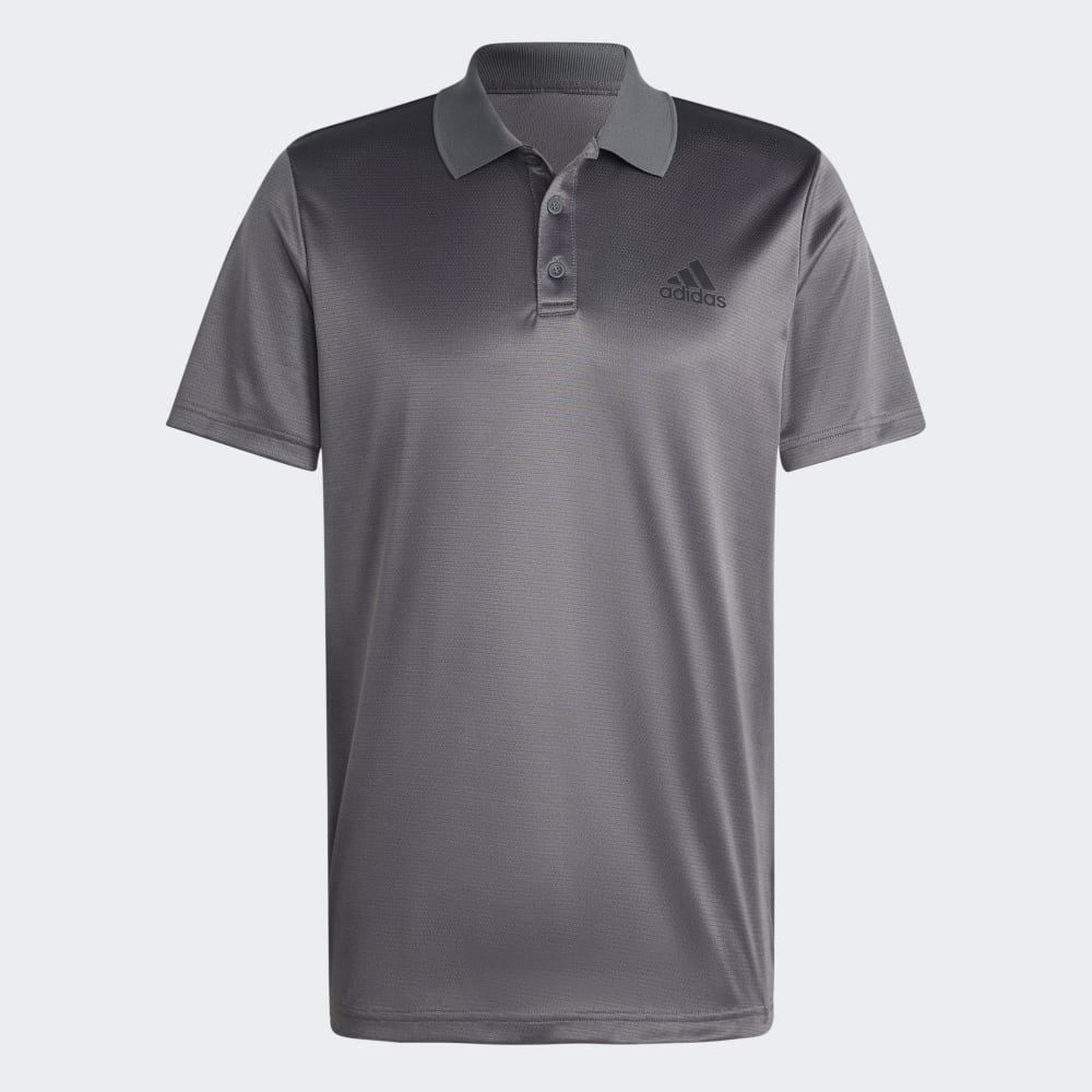 DESIGNED TO MOVE 3-STRIPES POLO SHIRT - Grey Five / Black