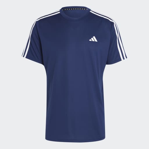 TRAIN ESSENTIALS 3-STRIPES TRAINING T-SHIRT - Dark Blue / White