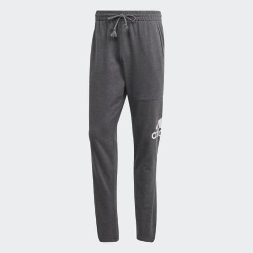 ESSENTIALS SINGLE JERSEY TAPERED BADGE OF SPORT JOGGERS - Dark Grey Heather