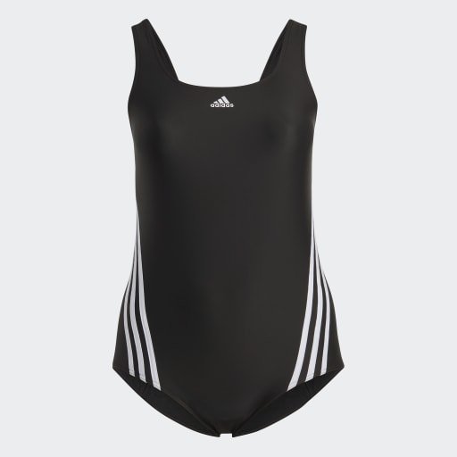 3-STRIPES SWIM SUIT (PLUS SIZE) - Black / White