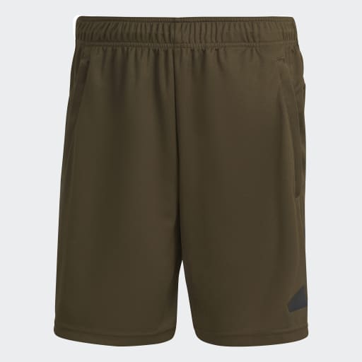 TRAIN ESSENTIALS LOGO TRAINING SHORTS - Olive Strata / Black
