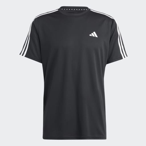 TRAIN ESSENTIALS 3-STRIPES TRAINING T-SHIRT - Black / White