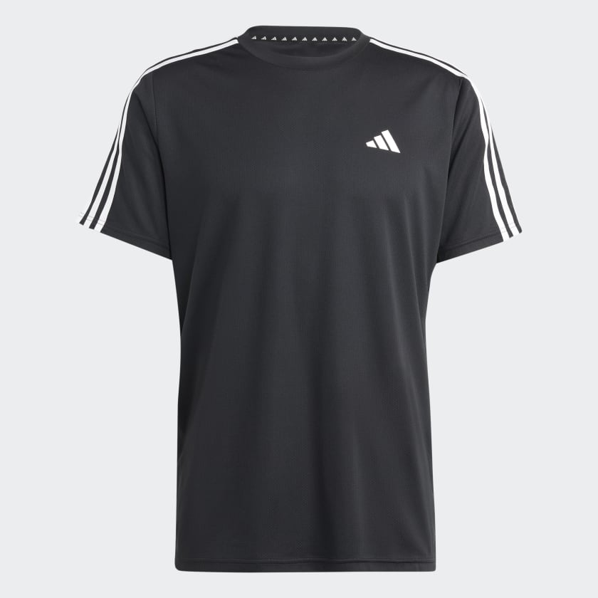 TRAIN ESSENTIALS 3-STRIPES TRAINING T-SHIRT - Black / White