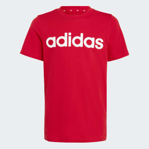 ESSENTIALS LINEAR LOGO COTTON T-SHIRT - Better Scarlet / White
