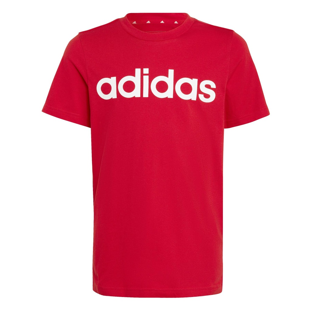ESSENTIALS LINEAR LOGO COTTON T-SHIRT - Better Scarlet / White