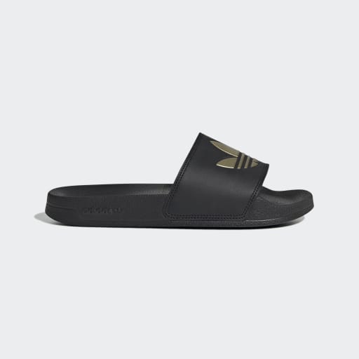 ADILETTE LITE SLIDES - Core Black / Core Black / Matte Gold