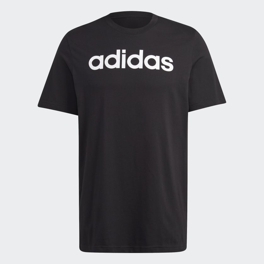 ESSENTIALS SINGLE JERSEY LINEAR EMBROIDERED LOGO T-SHIRT - Black