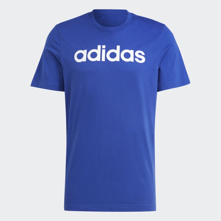 ESSENTIALS SINGLE JERSEY LINEAR EMBROIDERED LOGO T-SHIRT - Semi Lucid Blue