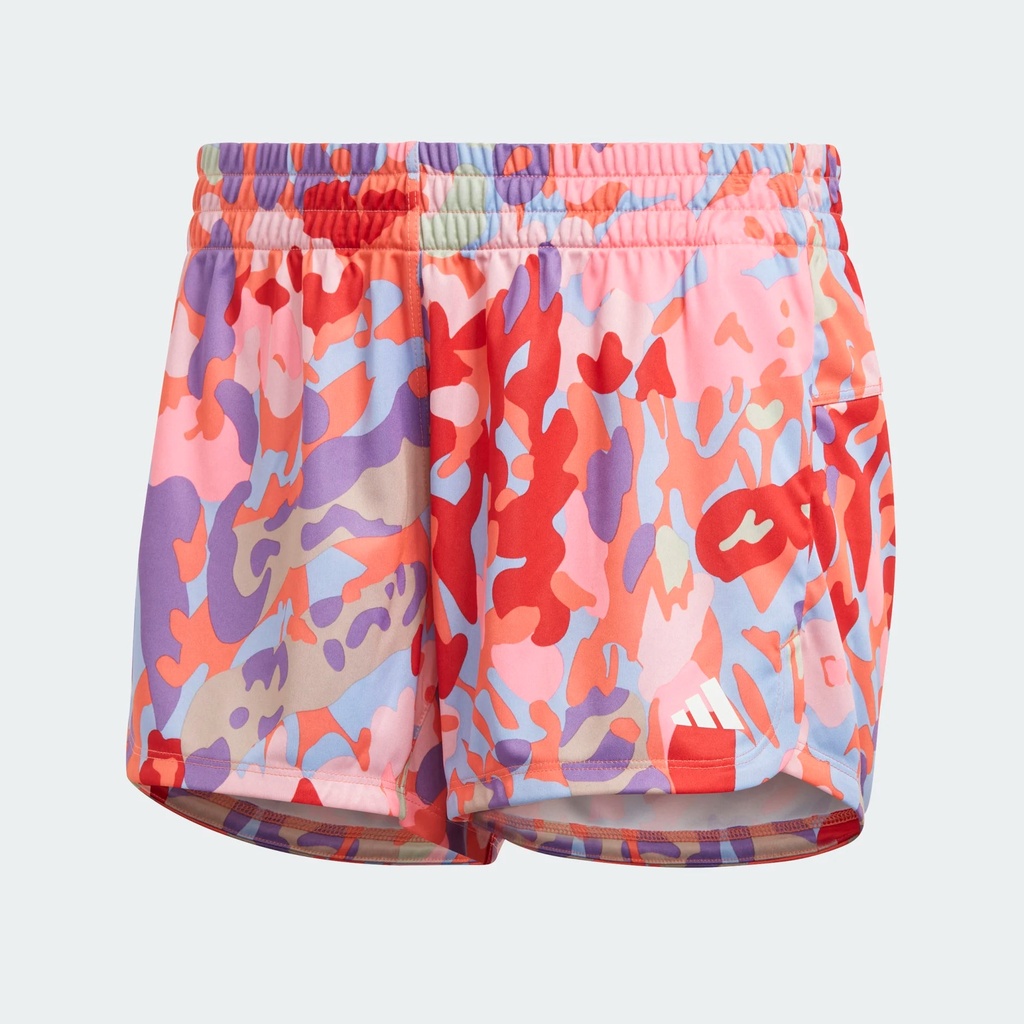 PACER AEROREADY TRAIN ESSENTIALS MINIMAL BRANDING FLORAL PRINT SHORTS - Coral Fusion / Coral Fusion / White