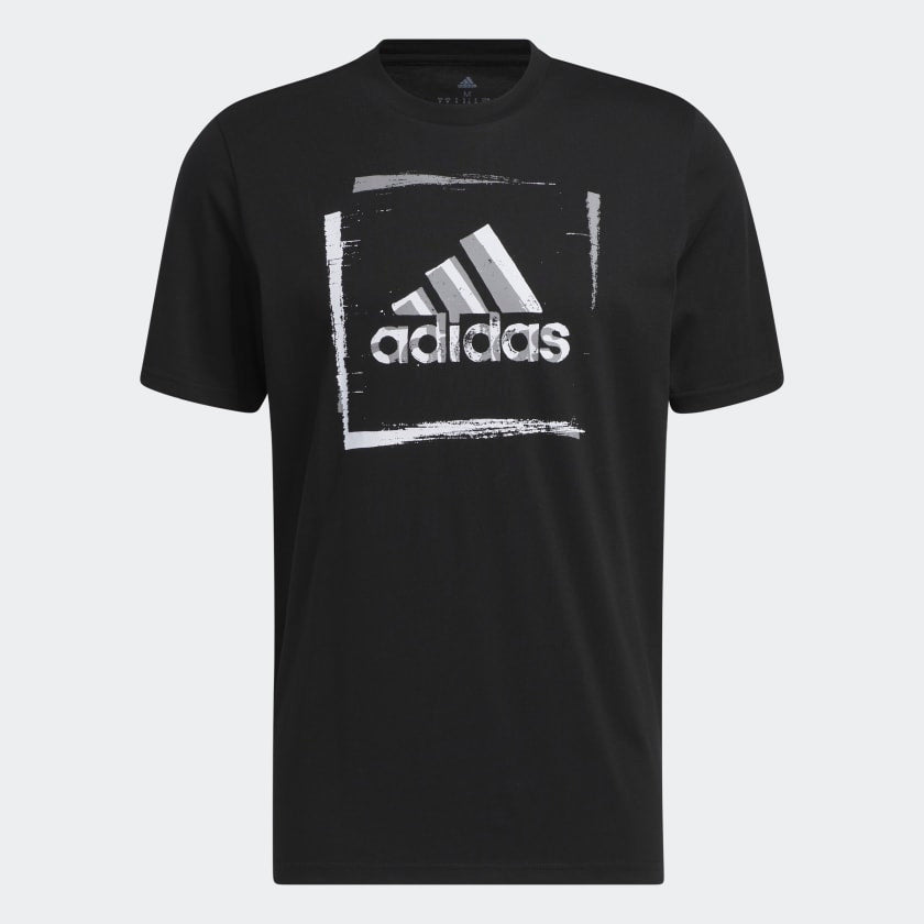 TWO-TONE STENCIL SHORT SLEEVE GRAPHIC T-SHIRT - Black