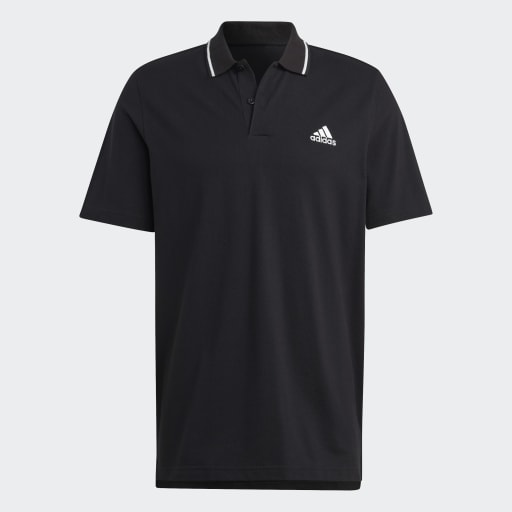 ESSENTIALS PIQUÉ SMALL LOGO POLO SHIRT - Black
