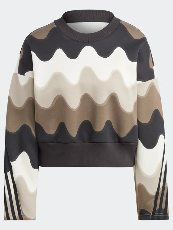 ADIDAS X MARIMEKKO FUTURE ICONS 3-STRIPES SWEATSHIRT - White / Cloud White / Light Brown