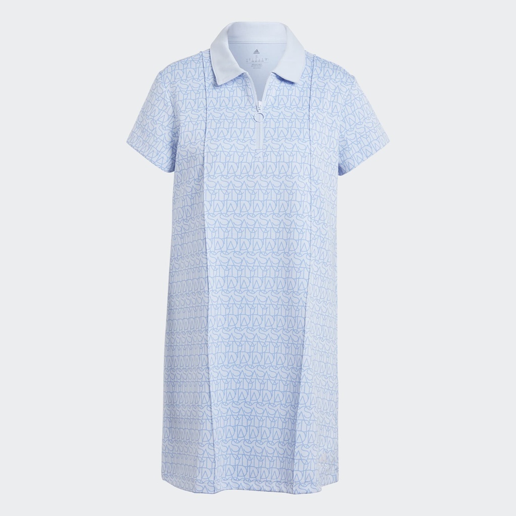 ALLOVER ADIDAS GRAPHIC POLO DRESS - Blue Dawn / Blue Fusion / Blue Fusion