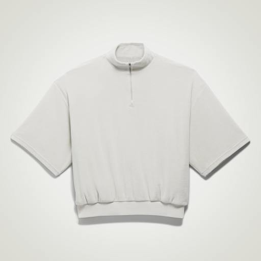 ADIDAS BASKETBALL VELOUR 1/2 ZIP SWEATSHIRT - Metal Grey