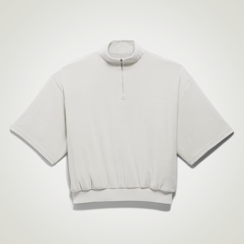 ADIDAS BASKETBALL VELOUR 1/2 ZIP SWEATSHIRT - Metal Grey