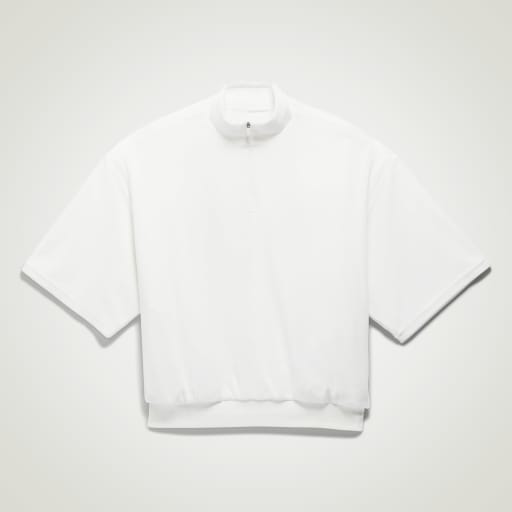 ADIDAS BASKETBALL VELOUR 1/2 ZIP SWEATSHIRT - Cloud White / Cloud White