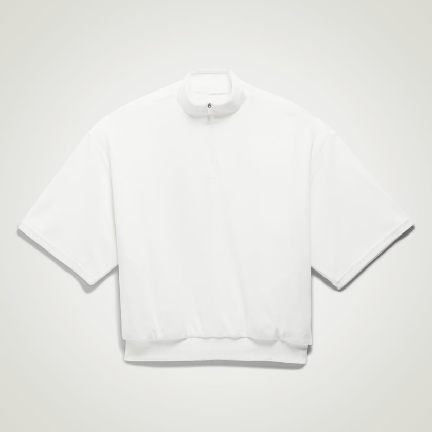 ADIDAS BASKETBALL VELOUR 1/2 ZIP SWEATSHIRT - Cloud White / Cloud White