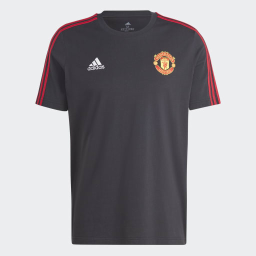 MANCHESTER UNITED DNA 3-STRIPES T-SHIRT - Black / Mufc Red