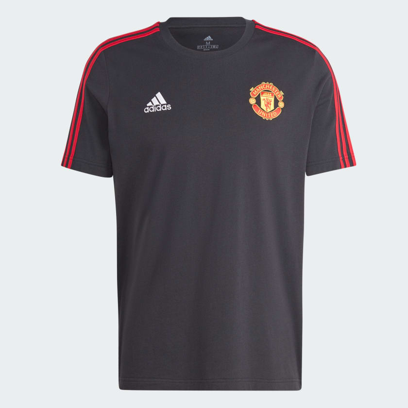 MANCHESTER UNITED DNA 3-STRIPES T-SHIRT - Black / Mufc Red