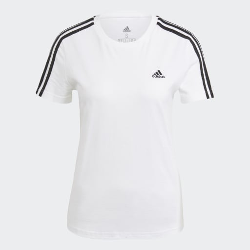 ESSENTIALS SLIM 3-STRIPES T-SHIRT - White / Black