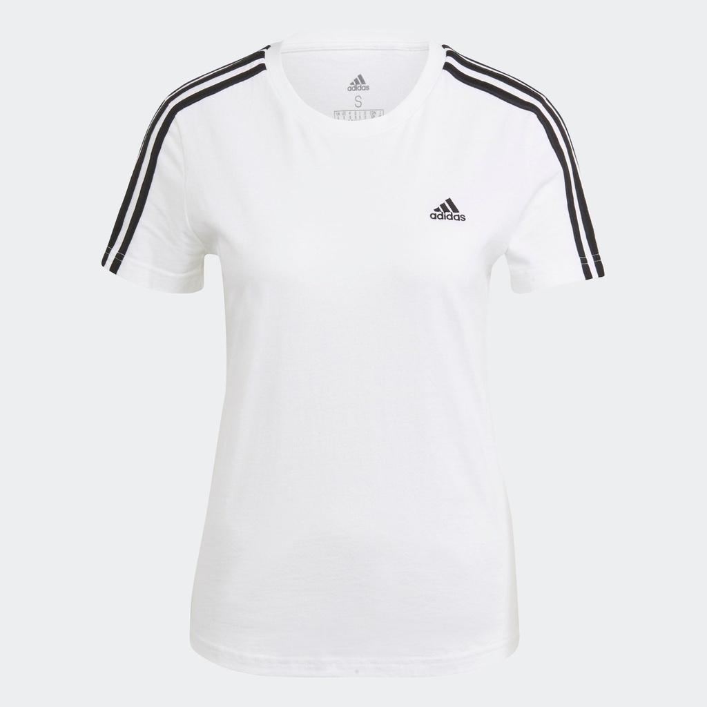 ESSENTIALS SLIM 3-STRIPES T-SHIRT - White / Black