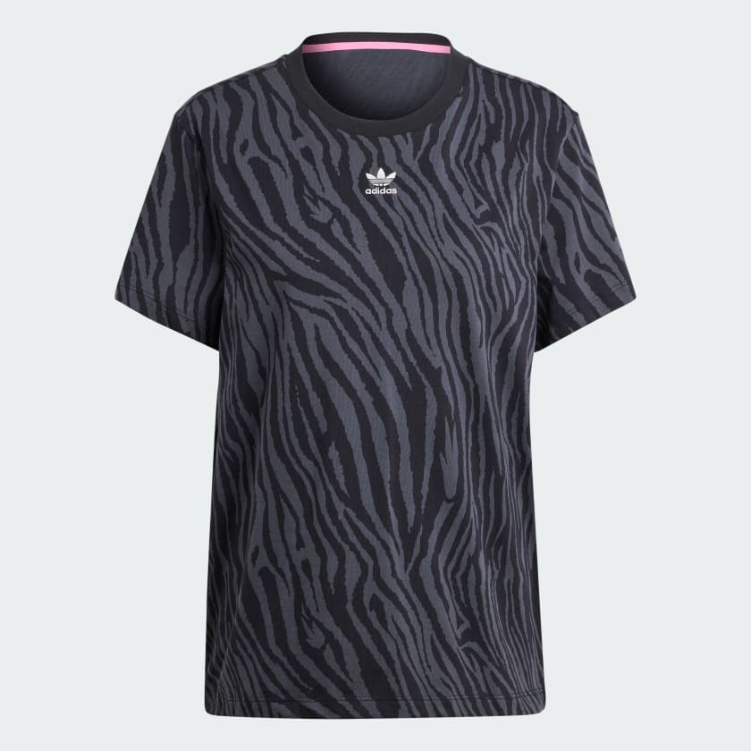 ALLOVER ZEBRA ANIMAL PRINT ESSENTIALS T-SHIRT - Carbon / Black