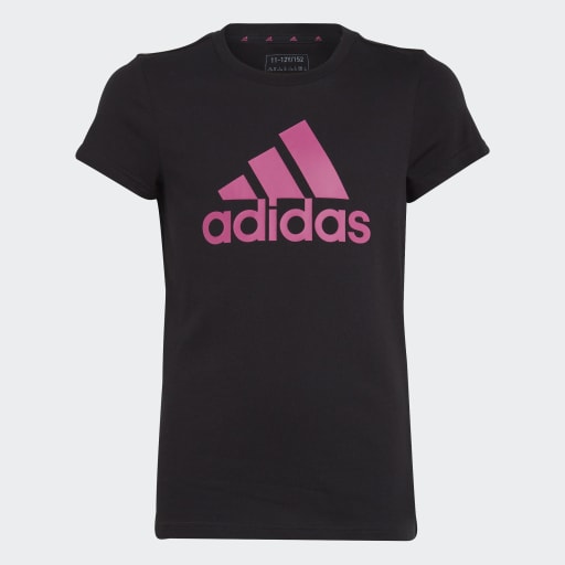 ESSENTIALS BIG LOGO COTTON T-SHIRT - Black / Semi Lucid Fuchsia