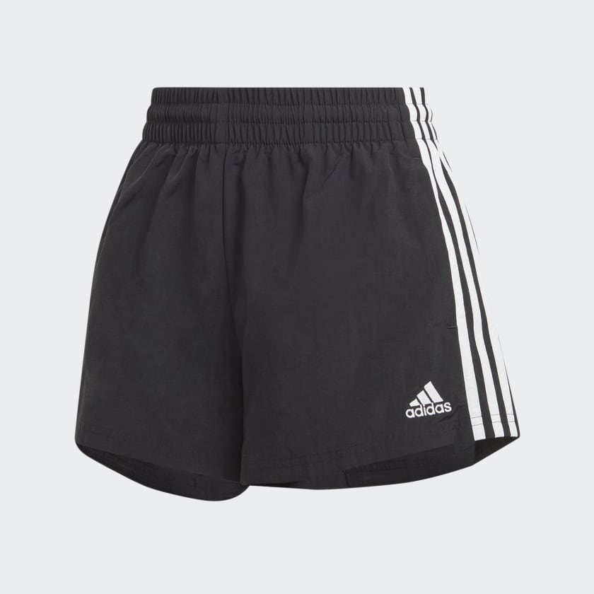 ESSENTIALS 3-STRIPES WOVEN SHORTS - Black / White