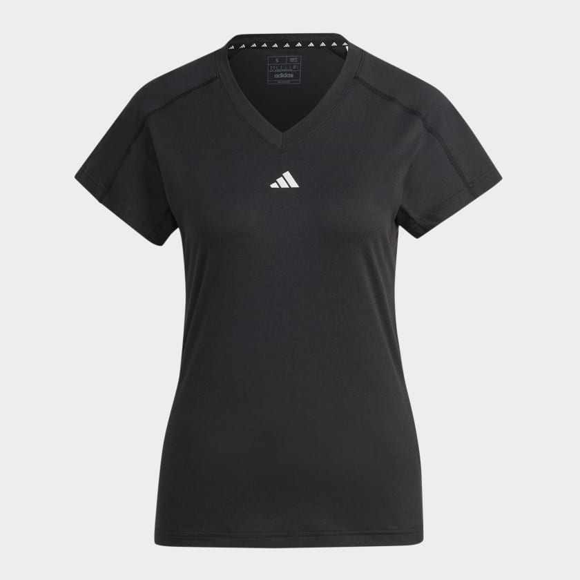 AEROREADY TRAIN ESSENTIALS MINIMAL BRANDING V-NECK T-SHIRT - Black