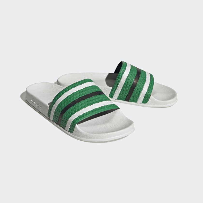 ADILETTE SLIDES - Green / Ftwr White / Core Black
