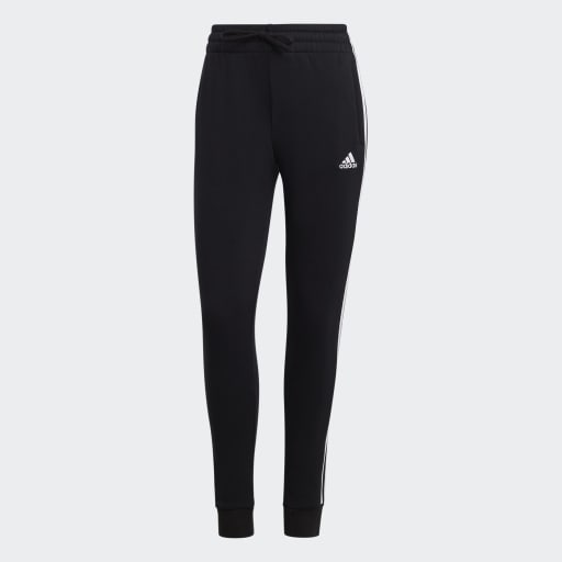 ESSENTIALS 3-STRIPES FLEECE JOGGERS - Black